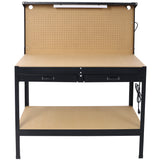Steel Workbench Tool Storage Work Bench Workshop Tools Table W/Drawer and Peg Board ,4xAC outlets 2xUSB Ports - V.I.P Digital Presence