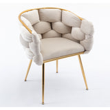 Luxury modern simple leisure velvet single sofa chair bedroom manicure table back chair beige - V.I.P Digital Presence