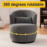 Grey Plush Swivel Accent Chair - Contemporary Round Armchair with 360° Rotation and Metal Base for Living Room Elegance - V.I.P Digital Presence