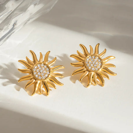 Stainless steel sunflower jewelry flower earrings for women - V.I.P Digital Presence