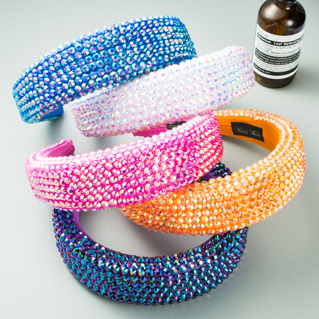 Ins Super Flash Full Drill 4.5cm Wide Brimmed Headdress Thickened Sponge Solid Color Headband Ladies Press Release Art Headband - V.I.P Digital Presence