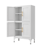 White metal kitchen storage cabinet, kitchen pantry storage cabinet with door and shelf, adjustable leveling feet - V.I.P Digital Presence