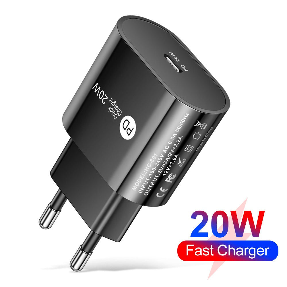 Cargador rápido PD de 20 W para viajes, cargador de teléfono móvil PD de 20 W, cabezal de carga rápida