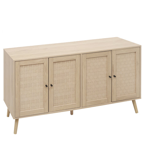4 Door Accent Cabinet Sideboard Buffet Storage Cabinet with Adjustable Shelf for Entryway Living Room Bedroom - V.I.P Digital Presence