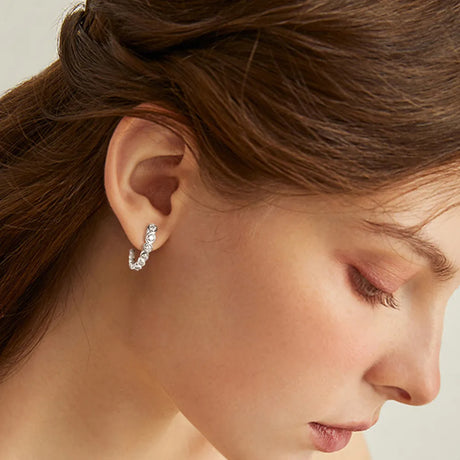 Inlaid Moissanite 925 Sterling Silver C-Hoop Earrings - V.I.P Digital Presence