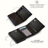 Men's Carbon Fiber Magnetic Card Clip PU Leather RFID Bank Card Bag Large Capacity Card Clip - V.I.P Digital Presence