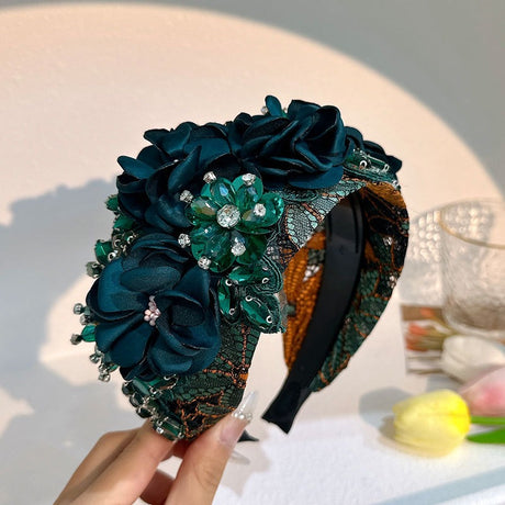 Handmade fabric flower fashion inlaid water drill bit hoop - V.I.P Digital Presence