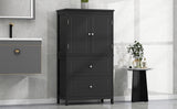 Bathroom Storage Cabinet, Cabinet with Two Doors and Drawers, Adjustable Shelf, MDF Board, Black - V.I.P Digital Presence
