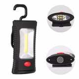 Linterna LED COB de 2 modos con gancho plegable magnético para colgar, ideal para iluminación práctica, 3 pilas AAA