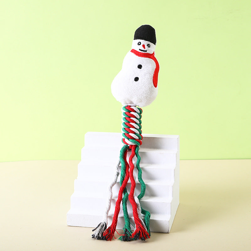 Christmas Cotton Rope Pet Plush Toy Teeth Grinding Durable Cartoon Self Hi Dog Toy Cat Supplies - V.I.P Digital Presence