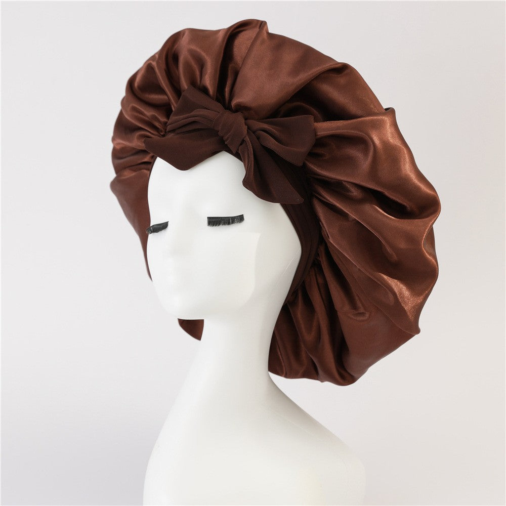 Elastic ribbon bow color Ding round hat solid color night cap wide-brimmed beauty hairdressing head scarf hat - V.I.P Digital Presence