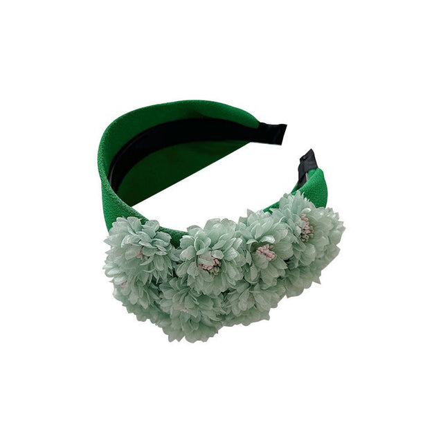 Flower series fashionable and exaggerated wide edge handmade fabric headband - V.I.P Digital Presence
