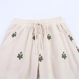 Elastic Waist Tied Embroidered Wide Leg Pants for WomenStyle Fashion Casual - V.I.P Digital Presence