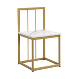 TOPMAX Modern 7-Piece Dining Table Set with Faux Marble Compact 55Inch Kitchen Table Set for 6  Golden+White