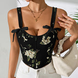 French floral retro vest with floral suspender - V.I.P Digital Presence