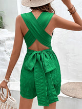 Crisscross Tied V-Neck Romper - V.I.P Digital Presence