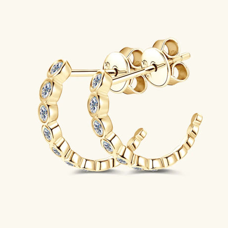 Inlaid Moissanite 925 Sterling Silver C-Hoop Earrings - V.I.P Digital Presence