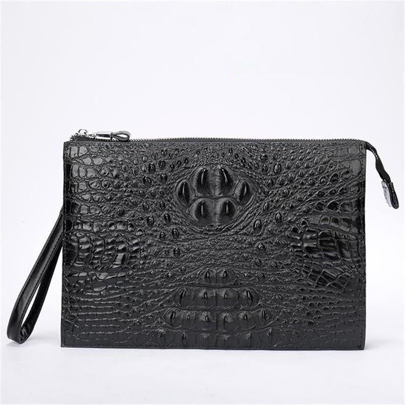 A4 Men's Genuine Leather Underarm Bag Zipper Cowhide Crocodile Pattern Men's Mobile Phone Bag - V.I.P Digital Presence
