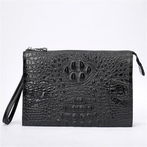A4 Men's Genuine Leather Underarm Bag Zipper Cowhide Crocodile Pattern Men's Mobile Phone Bag - V.I.P Digital Presence