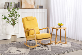 Rocking Chair Upholstered Fabric Rocking Armchair Indoor with High Backrest Glider Chairs and Lumbar Pillow for Living Room - V.I.P Digital Presence