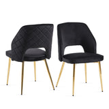 Black Velvet Dining Chairs with Metal Legs and Hollow Back Upholstered Dining Chairs Set of 4 - V.I.P Digital Presence