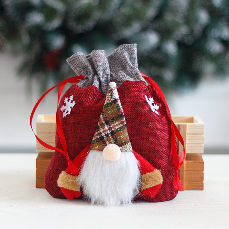 Forest Man Gift Bag Christmas Linen Cartoon Decoration Faceless Elderly Gift Bag Gift Bag Candy Bag - V.I.P Digital Presence