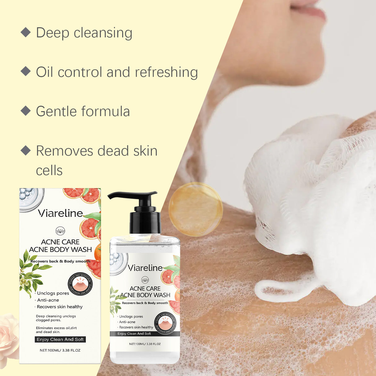 Gel de ducha reparador calmante, cuidado corporal limpiador, hidratante, antisequedad para la piel.