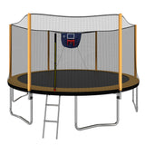 14FT Powder-coated Advanced Trampoline with Basketball Hoop Inflator and Ladder(Outer Safety Enclosure) Orange - V.I.P Digital Presence