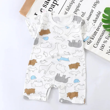 Cotton Newborn Baby Cartoon Short Sleeve Knitted Romper Boy Girl Summer Clothes Bebe Thin Pajamas One Pieces Bodysuit 0-24M - V.I.P Digital Presence