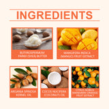 Crema hidratante de mantequilla cítrica de mango que hidrata y nutre la piel seca.
