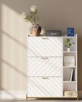 Shoe Cabinet with 3 Flip Drawers & Open Shelves, Modern Entryway Shoe Storage Cabinet Slim, Narrow Hidden Shoe Rack for Heels - V.I.P Digital Presence
