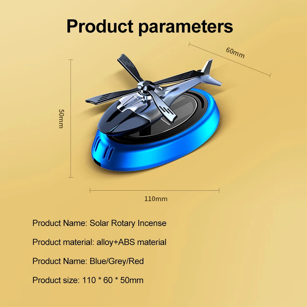 Solar Rotating Helicopter Aromatherapy Car Ornaments Car Air Freshener Alloy + ABS Wooden Aromatherapy Machine - V.I.P Digital Presence