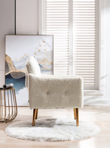 COOLMORE modern style armchair, plush decorative fabric armchair with golden metal legs (white teddy bear) - V.I.P Digital Presence