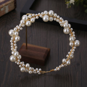 Handmade pearl twisted bead beaded soft chain headband headwear - V.I.P Digital Presence