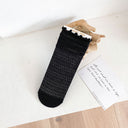 1 pair of socks for women summer thin black middle tube socks Japanese lace ballet style socks mesh breathable pile socks - V.I.P Digital Presence