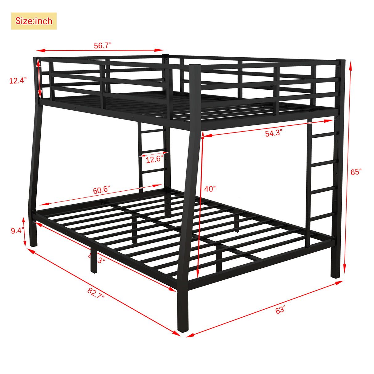 Metal Full XL over Queen Bunk Bed for Teens and Adults,Space-Saving/Noise Reduced/No Box Spring Needed - V.I.P Digital Presence
