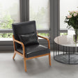 COOLMORE modern style chair, solid wood cushion lounge armchair with a pillow (black PU) - V.I.P Digital Presence