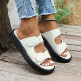 Thick bottomed flat and casual one line drag Velcro beach cooldown - V.I.P Digital Presence