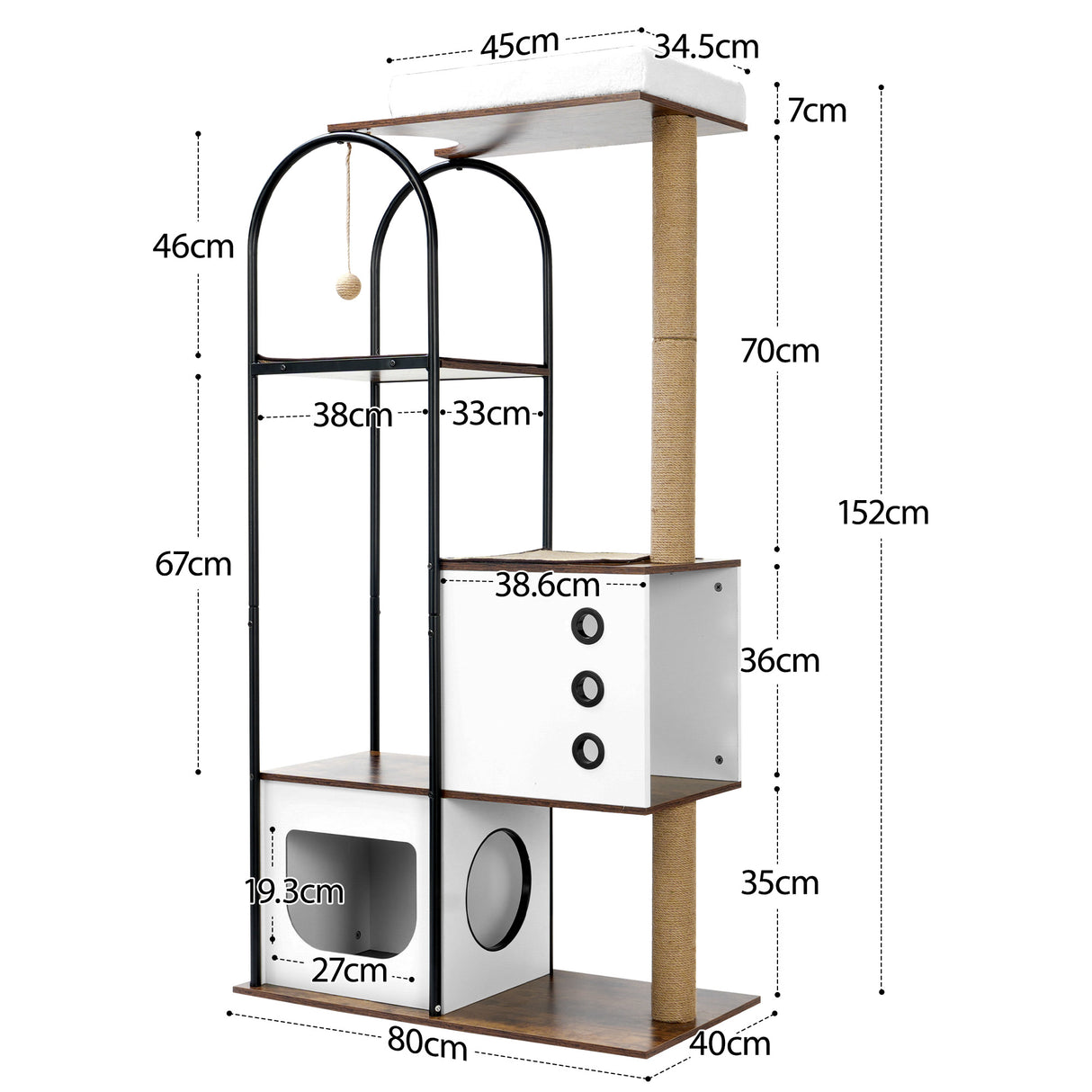 cat climbing frame,Cat Tree,Modern Cat Tower, Multi-Level Cat Condo with 1 Caves,2 Scratching Posts,Perch,for Indoor Cats - V.I.P Digital Presence