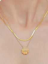 2 Piece 18K Gold-Plated Inlaid Zircon Lucky Clover Necklace - V.I.P Digital Presence