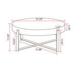 31.29"Modern Retro Splicing Round Coffee Table  Fir Wood Table Top with Cross Legs Metal Base(Same SKU:W757123560)