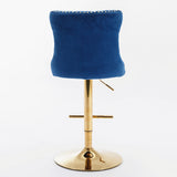 25-33 Inch, Modern Upholstered Bar Stools with Backs Comfortable Tufted for Home Pub and Kitchen Island,Blue,Set of 2