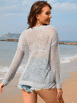 Openwork Dropped Shoulder Cover Up - V.I.P Digital Presence