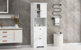 Tall Bathroom Cabinet with Four Doors, Large Storage Space Open Shelve, Upper Storage Cabinet, Whit - V.I.P Digital Presence