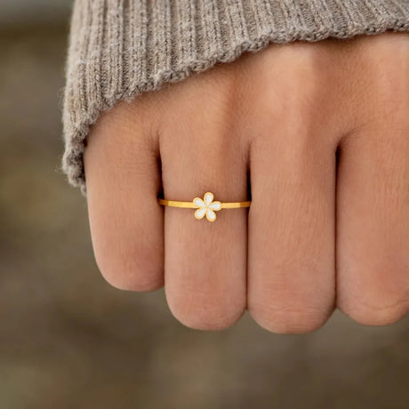 925 Sterling Silver Enamel Flower Ring - V.I.P Digital Presence