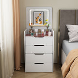 3 in 1 Vanity Desk with Plip Top Mirror,Small Make Up Vanity Set with Visible Glass Desktop,Compact Makeup Vanity with 3 Drawers - V.I.P Digital Presence