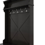 Hall tree with roof rack and storage platform, corridor shoe cabinet with sliding door, clothes hanger with 5 hooks black - V.I.P Digital Presence