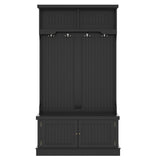 Hall Tree with Storage Shoe Bench for Entryway and Hallway, 4-in-1 Design Coat Racks with 4 Hooks for Living Room, Black - V.I.P Digital Presence