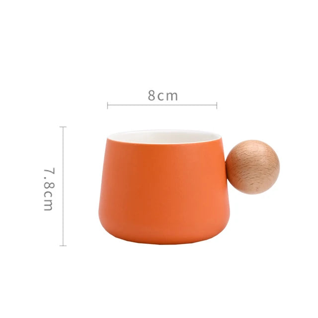Ceramic Coffee Cup and Saucer Set Espresso Cups Light Luxury Wooden Handle Afternoon Tea Mug Female Original Mugs Couple Gifts - V.I.P Digital Presence