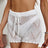 Hook flower hollowed out beach shorts with drawstring - V.I.P Digital Presence